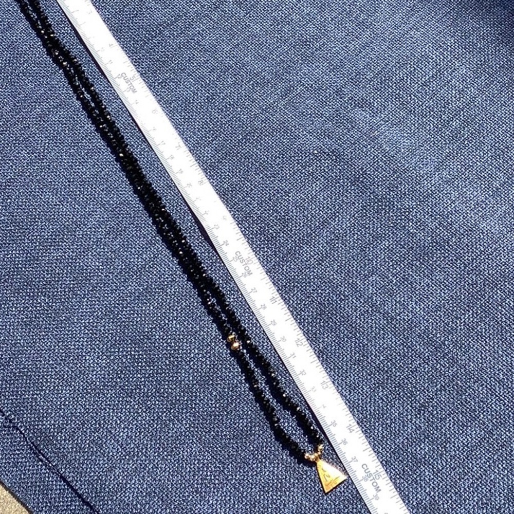 Gold and Black Beaded Necklace with Buddha Pendant - Picture 2 of 11